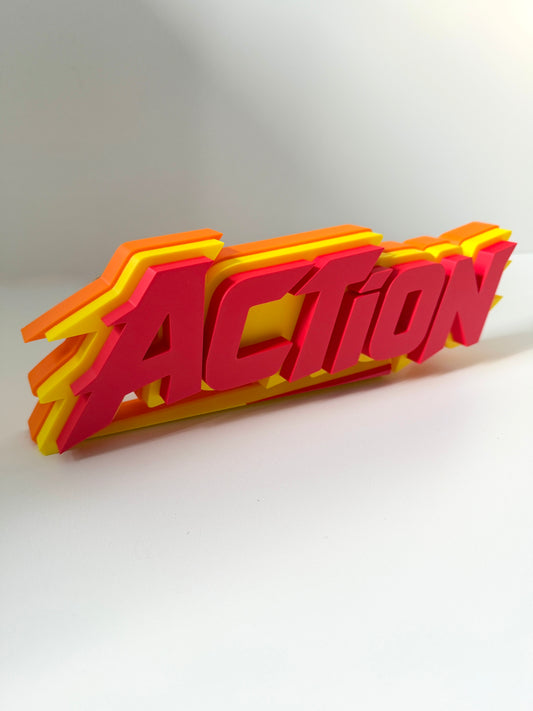 Action Shelf Sign 29cm/11.5inch | Movie Collection Display | Film Room Decor