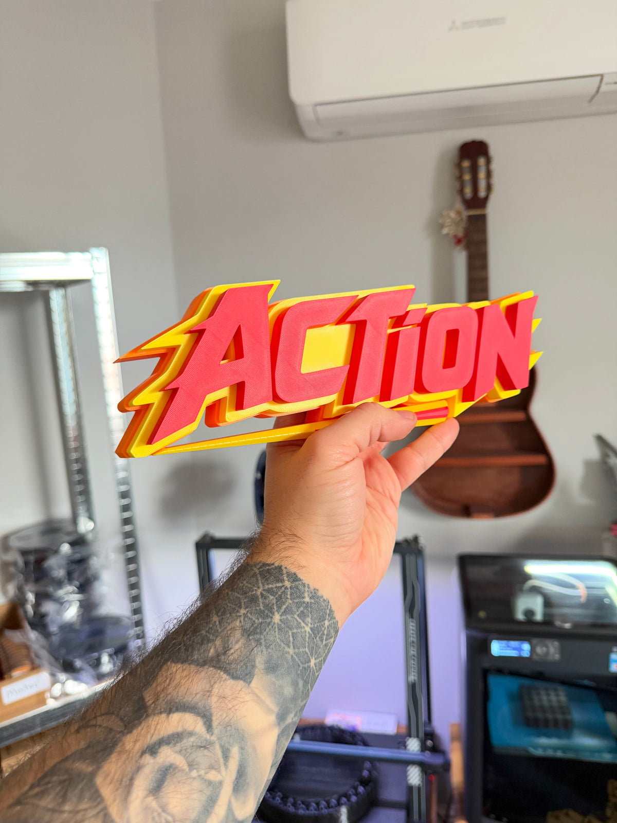 Action Shelf Sign 29cm/11.5inch | Movie Collection Display | Film Room Decor