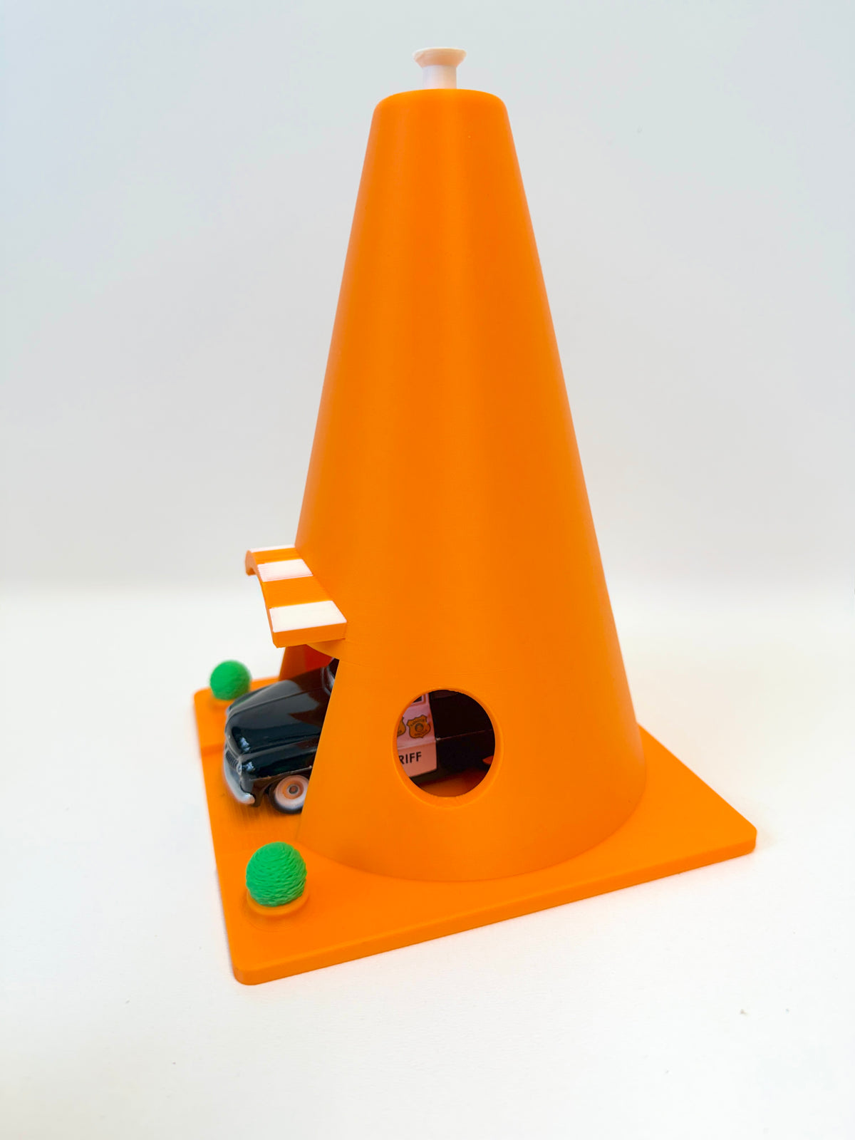 Cone Motel Garage 19.5cm/7.7 inch Tall – Toy Car Display Decoration – Storage Cone