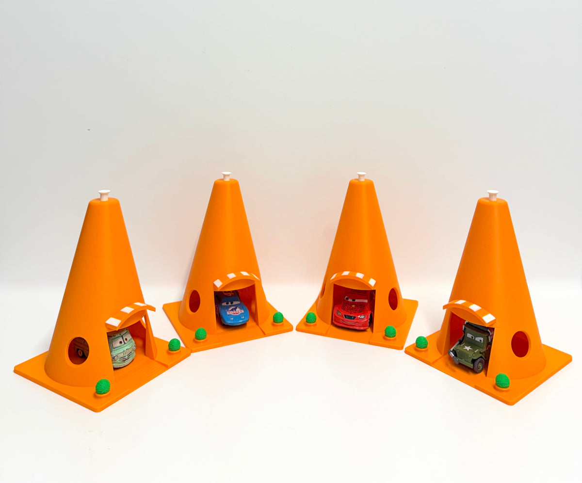 Cone Motel Garage 19.5cm/7.7 inch Tall – Toy Car Display Decoration – Storage Cone
