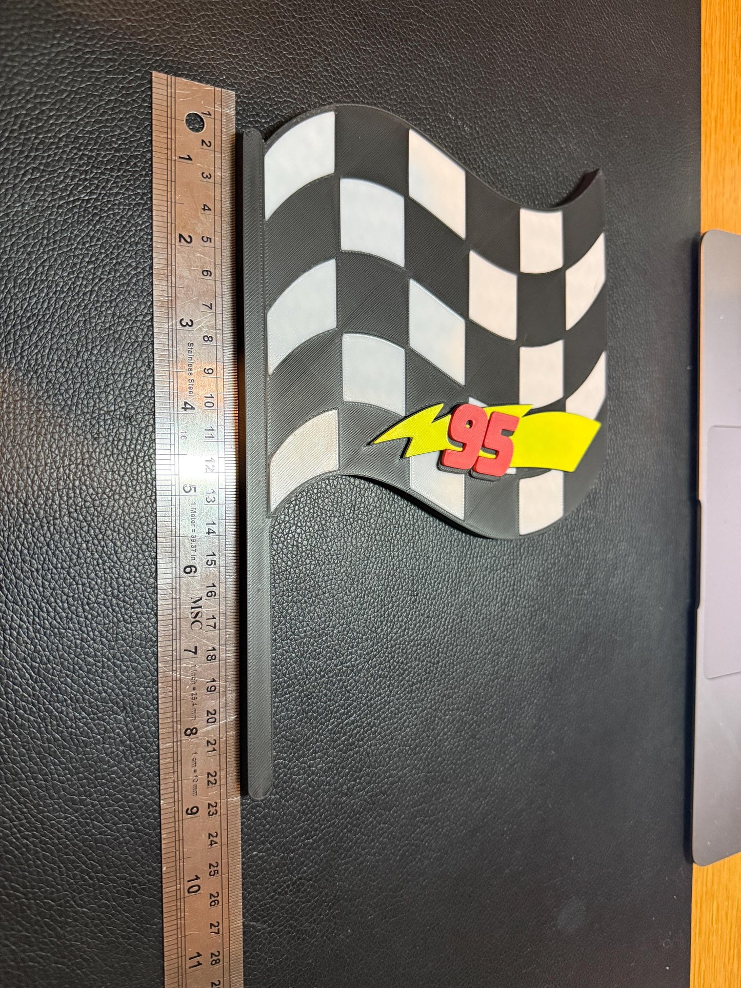 3D Race Stripes Flag - Lightning Bolt 3D Wall Sign | Kids Bedroom Decor