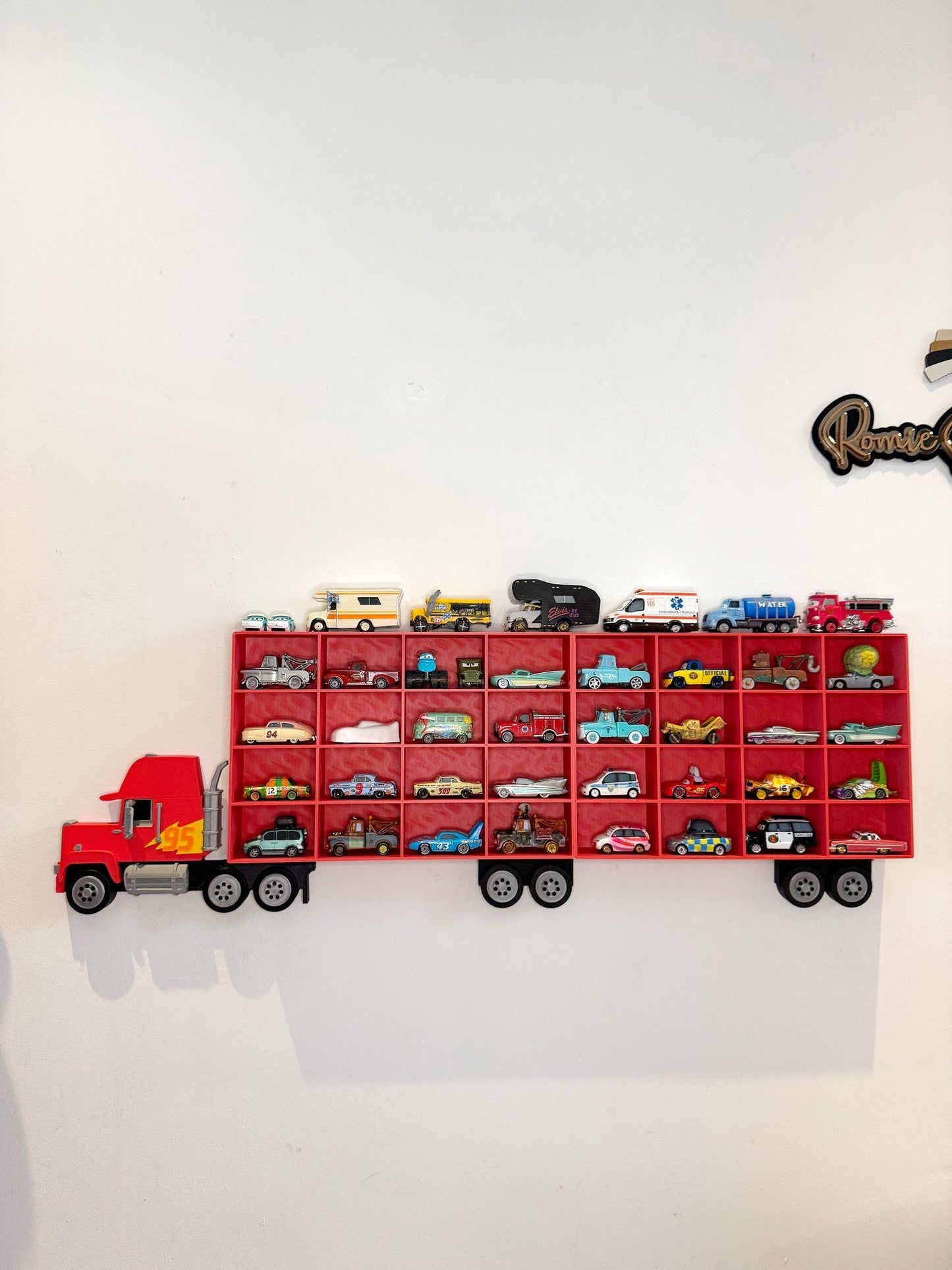 Toy Car Storage Shelf For Larger Cars/Trucks - Realistic Truck Design | Wall Mounted Toy Car Display