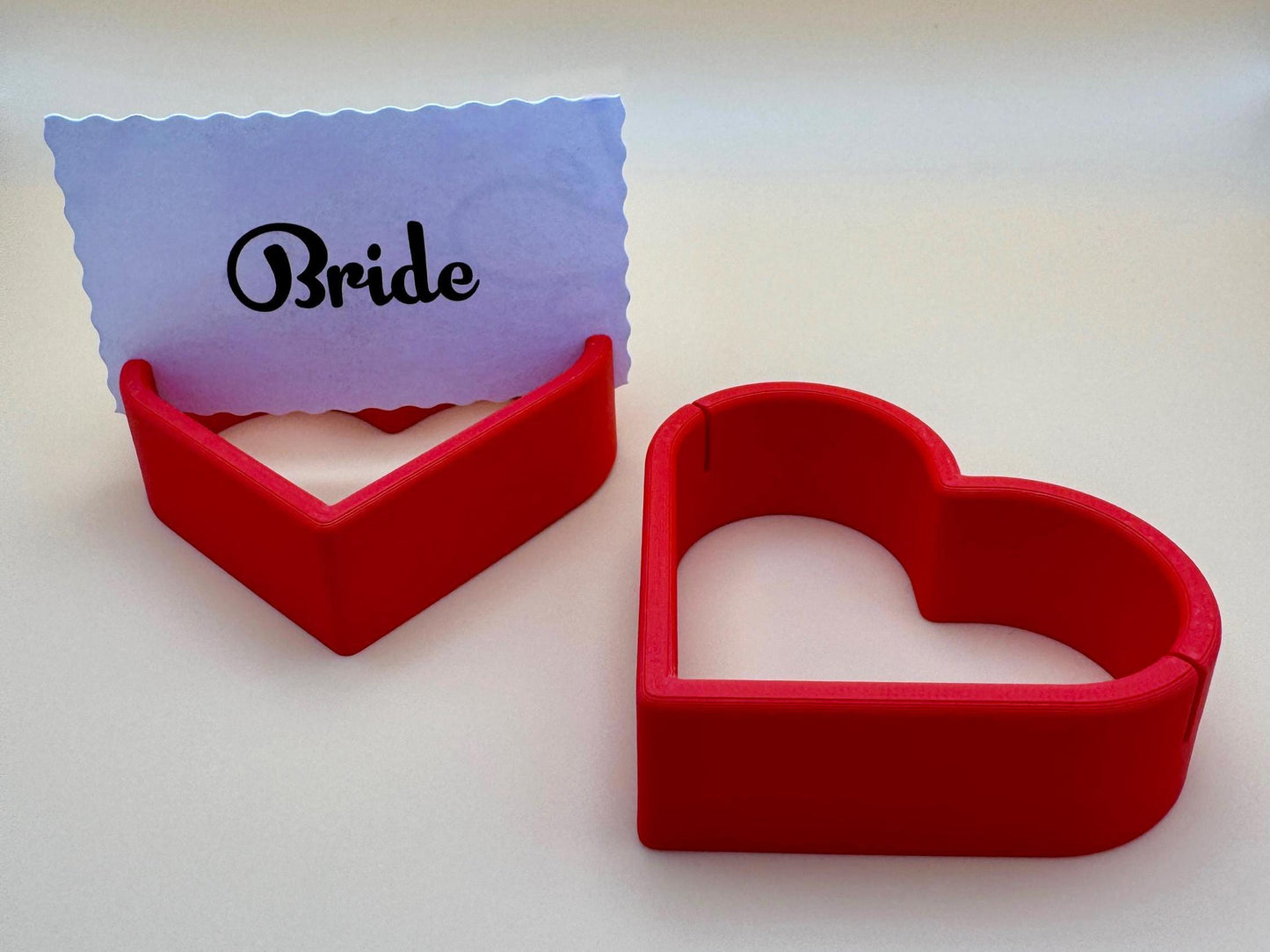 5 Love Heart Shaped Wedding Place Card Holders – Elegant 3D-Printed Table Décor for Bride, Groom, and Guests - Choose Your Colour