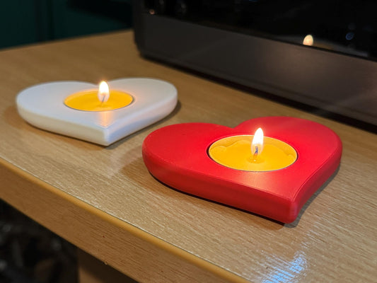 Heart Shaped Tealight Candle Holder | Smooth Realistic Rounded Edges | Romantic Gift, LED or Real Flame Holder | Valentine’s Day Home Decor