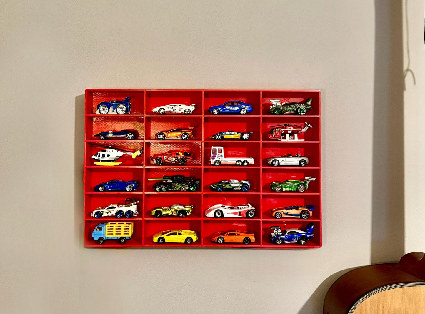 24 Compartments SHELF ONLY ADDON | 24-96 Cars | Wall Mounted Diecast Toy Car Storage/Holder Shelf | Choice of Colours