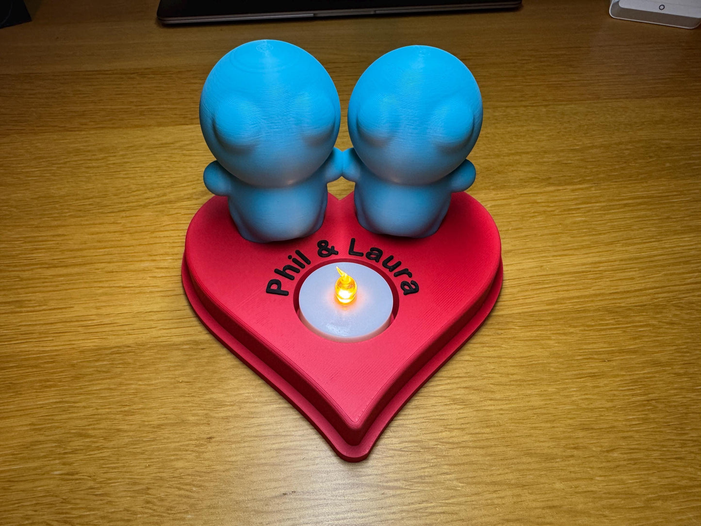 Personalised 3D Printed Bubble Couple LED Tealight Holder | Custom Names or Message | Romantic Gift | Valentine’s Day