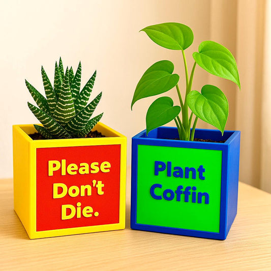 Funny Square Plant Pots, Bold & Colourful | 10x10cm Cube