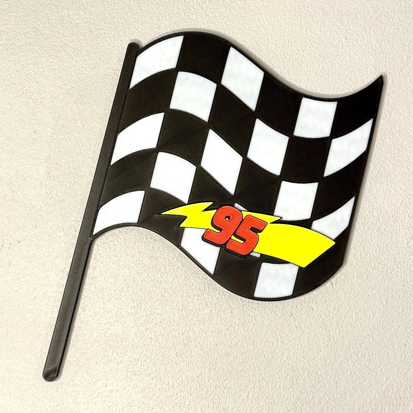 3D Race Stripes Flag - Lightning Bolt 3D Wall Sign | Kids Bedroom Decor