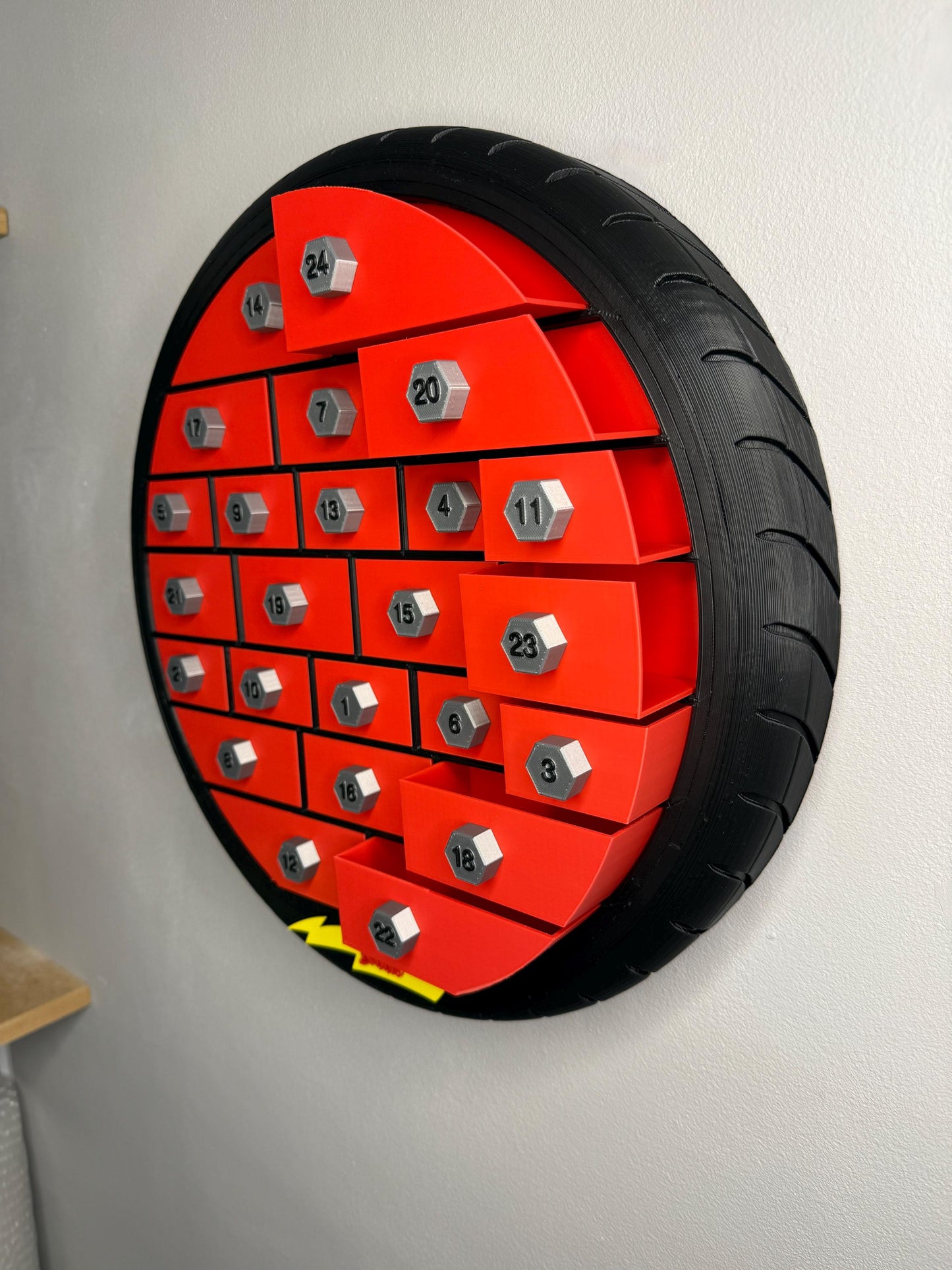 Car Tyre Advent Calendar and Display Shelf