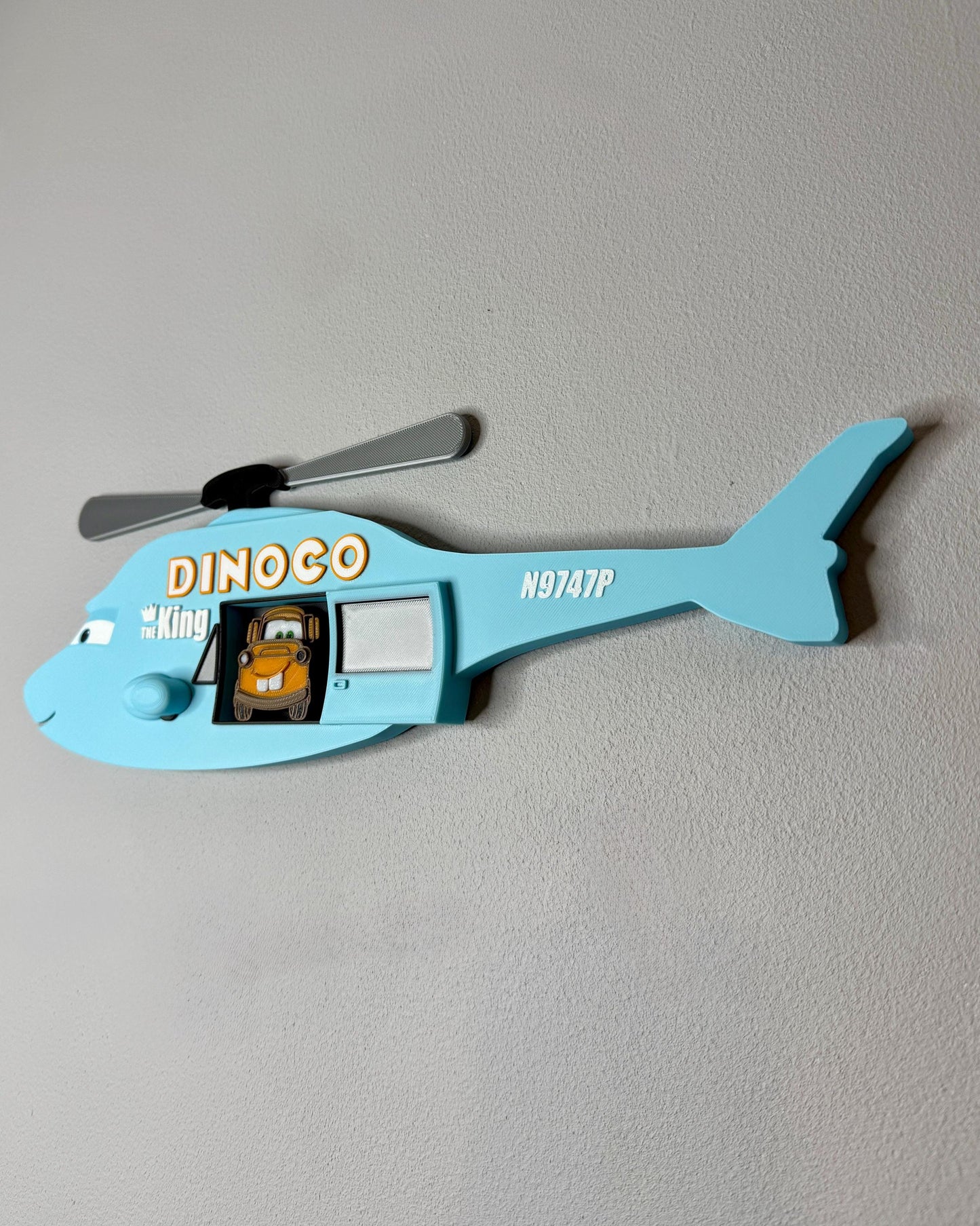 Tow Truck in a Helicopter 3D Sign | Kids Bedroom Decor