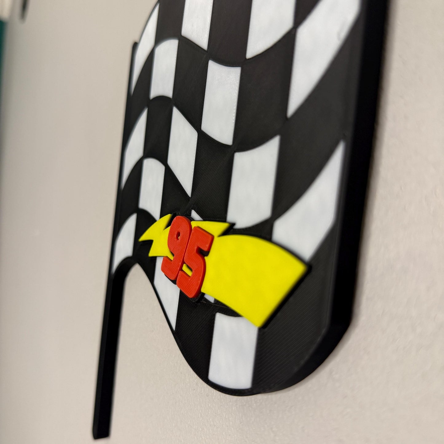 3D Race Stripes Flag - Lightning Bolt 3D Wall Sign | Kids Bedroom Decor