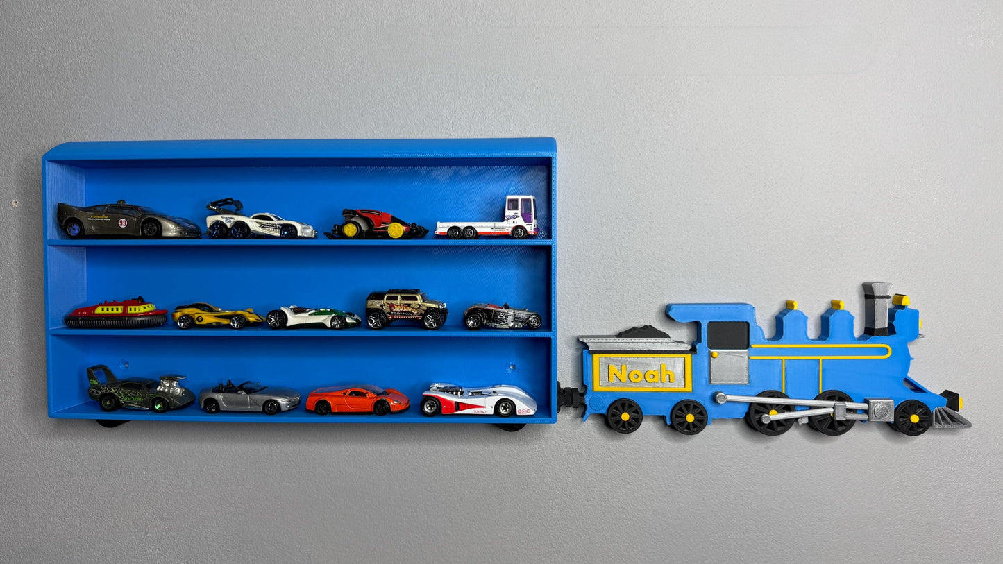 Train Shelf Display Personalised, for Thomas & Friends, Brio, Collectors, or Toy Car Storage | Steam Train Wall Mounted | Choice of Colours