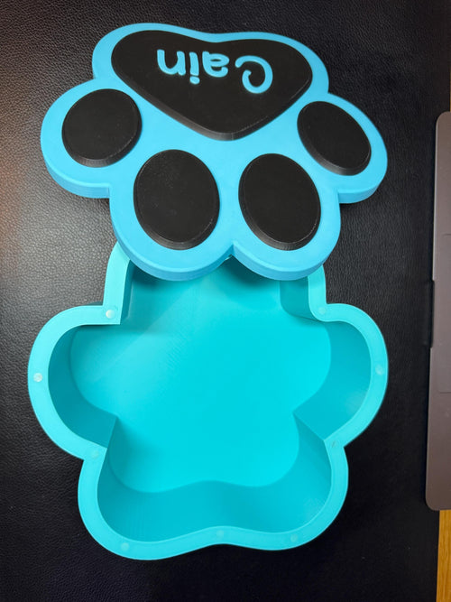 Large 1300ml Paw Print Memorial Box for Pets up to 30kg | Colourful Urn For Displaying Pet Ashes/Mementos | Suitable for Dogs & Cats