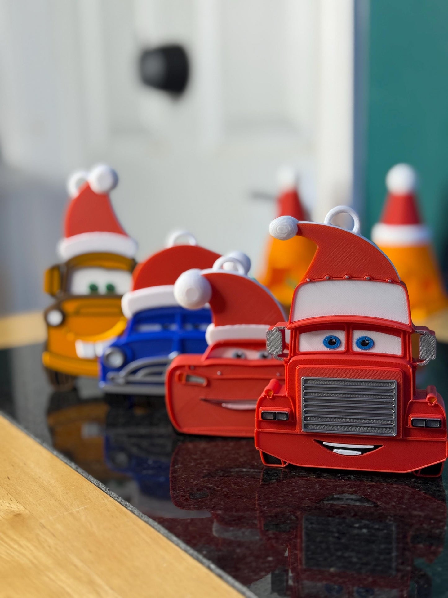Car Characters Christmas Tree Decorations 4 PACK