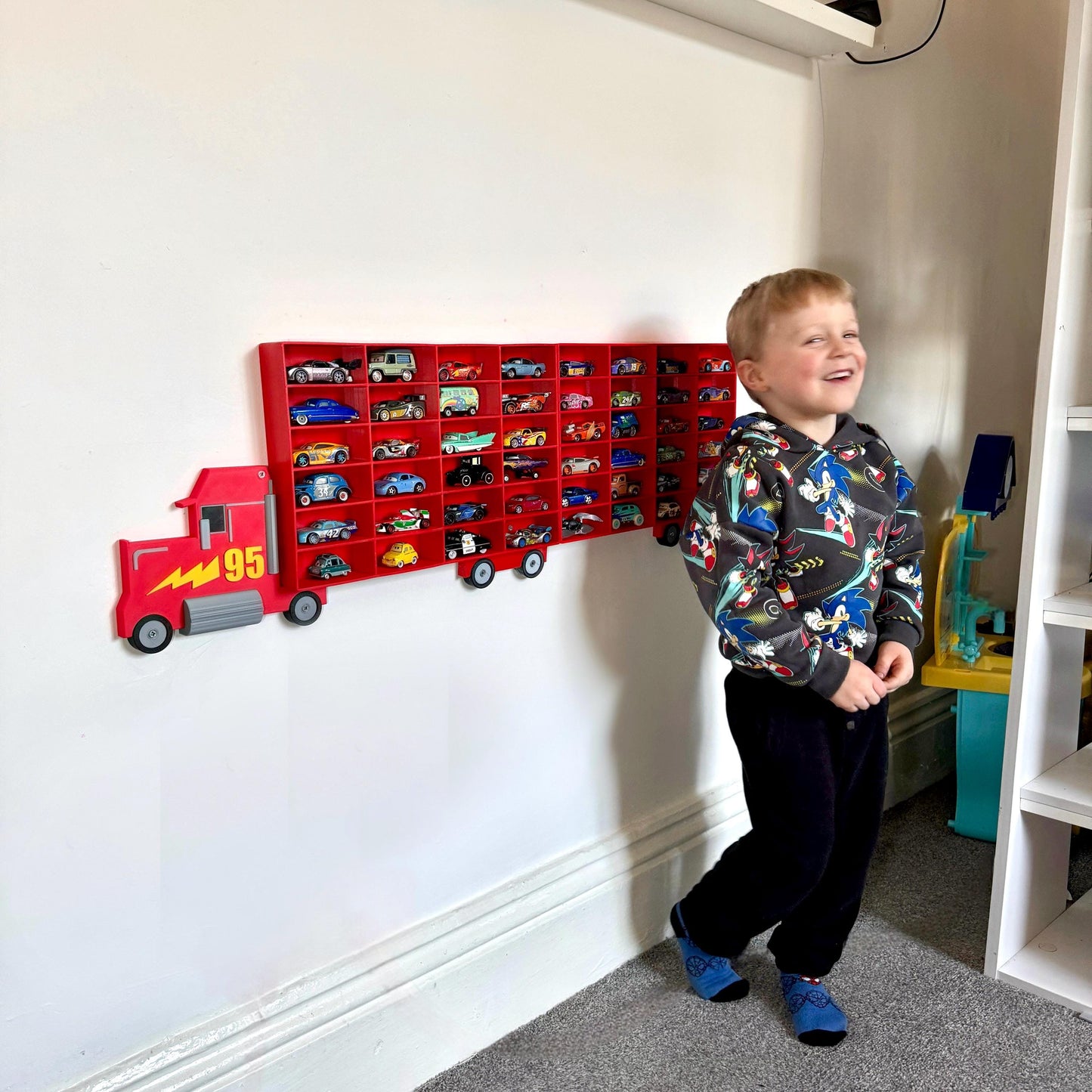 24 Compartments SHELF ONLY ADDON | 24-96 Cars | Wall Mounted Diecast Toy Car Storage/Holder Shelf | Choice of Colours