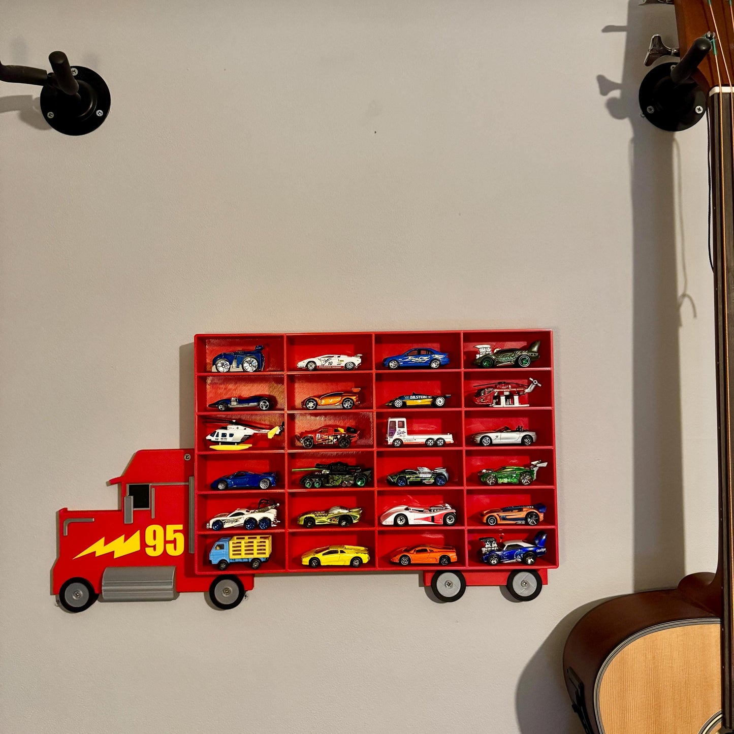 Toy Car Storage - Truck and Shelf - Holds 24-96 Cars | Truck Shaped Wall Mounted Toy Car Storage/Holder Shelf | Choice of Colours