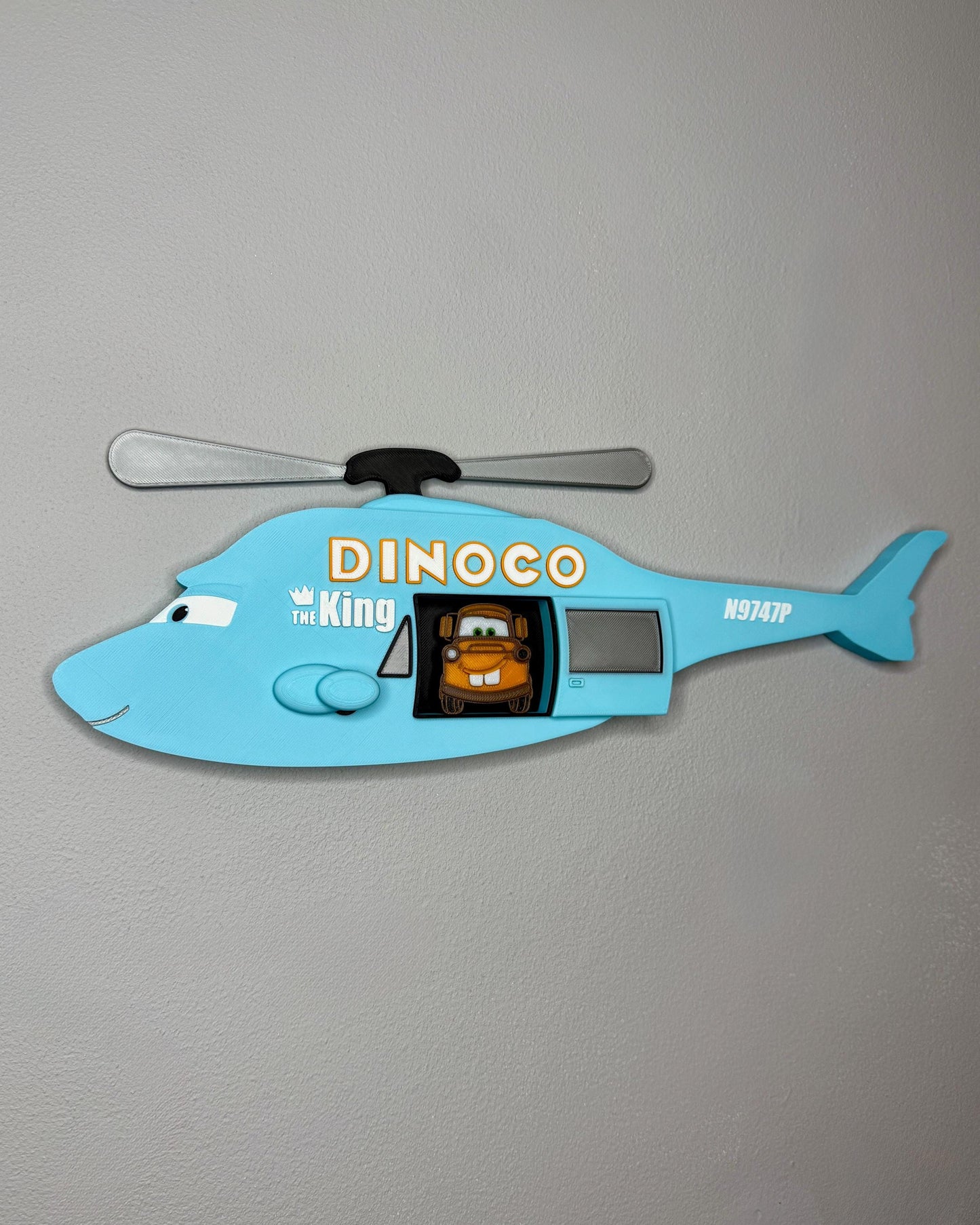 Tow Truck in a Helicopter 3D Sign | Kids Bedroom Decor