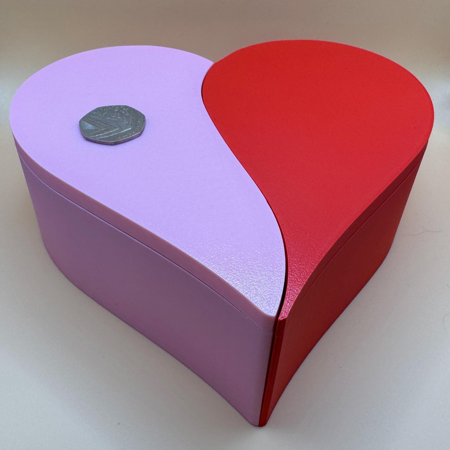 Two Halves Love Heart Box | Perfect for Jewellery, Trinkets Etc | Small or Large, Choice of Colours | Anniversary & Valentine's Day Gift