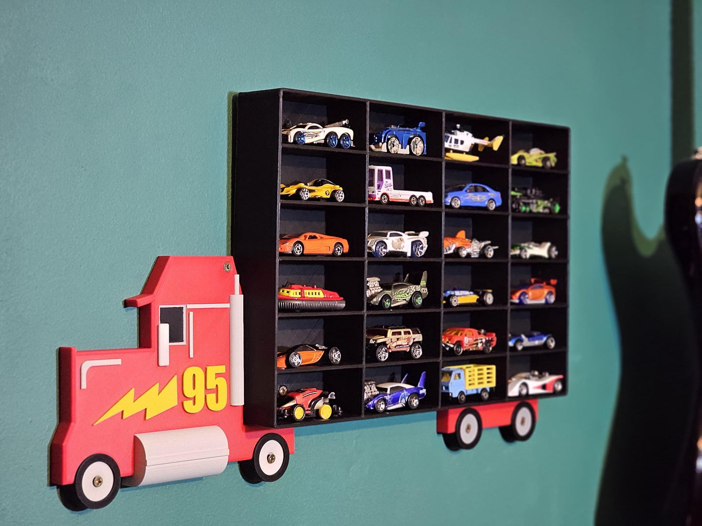 24 Compartments SHELF ONLY ADDON | 24-96 Cars | Wall Mounted Diecast Toy Car Storage/Holder Shelf | Choice of Colours