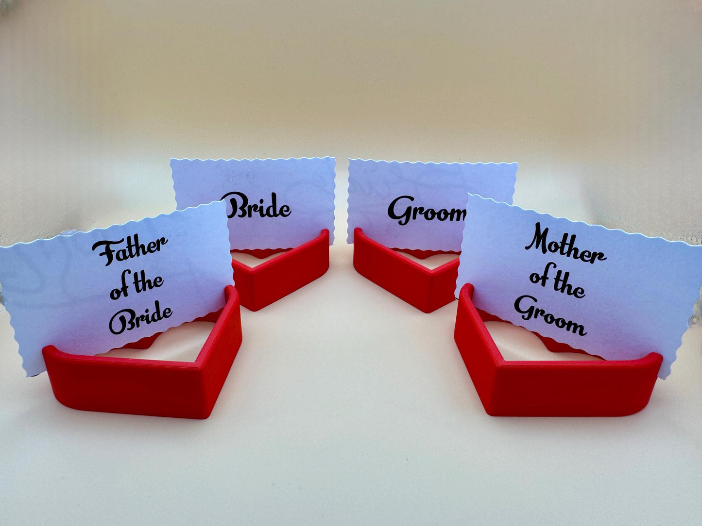 5 Love Heart Shaped Wedding Place Card Holders – Elegant 3D-Printed Table Décor for Bride, Groom, and Guests - Choose Your Colour