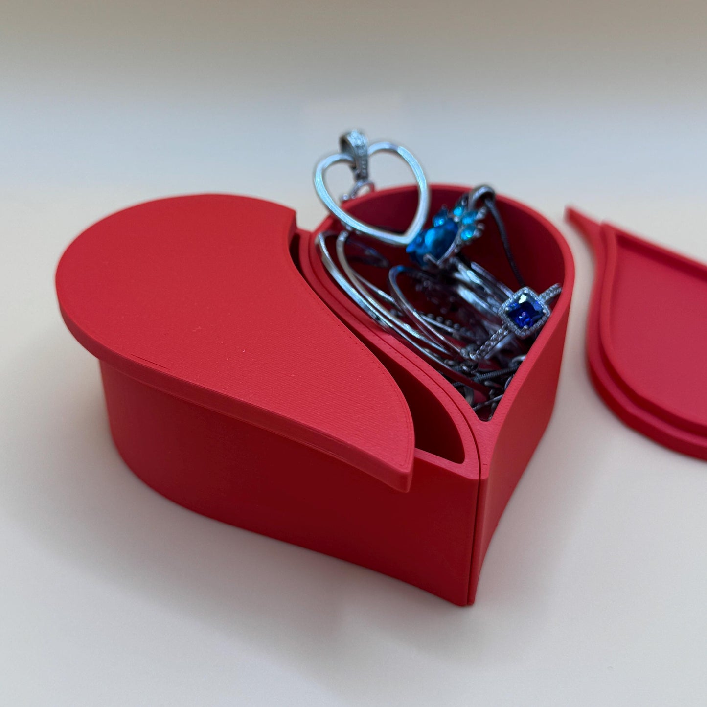 Two Halves Love Heart Box | Perfect for Jewellery, Trinkets Etc | Small or Large, Choice of Colours | Anniversary & Valentine's Day Gift