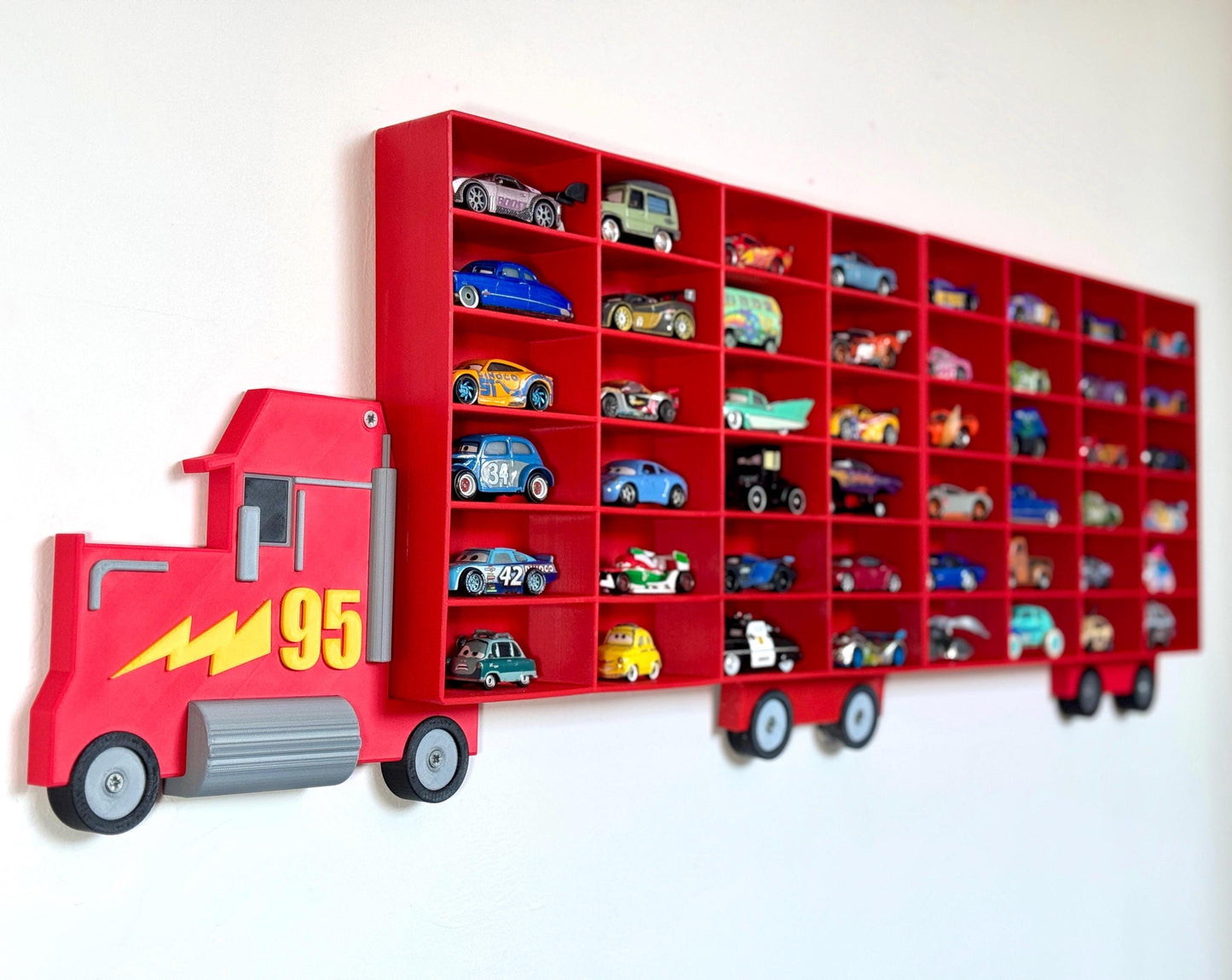 Toy Car Storage - Truck and Shelf - Holds 24-96 Cars | Truck Shaped Wall Mounted Toy Car Storage/Holder Shelf | Choice of Colours