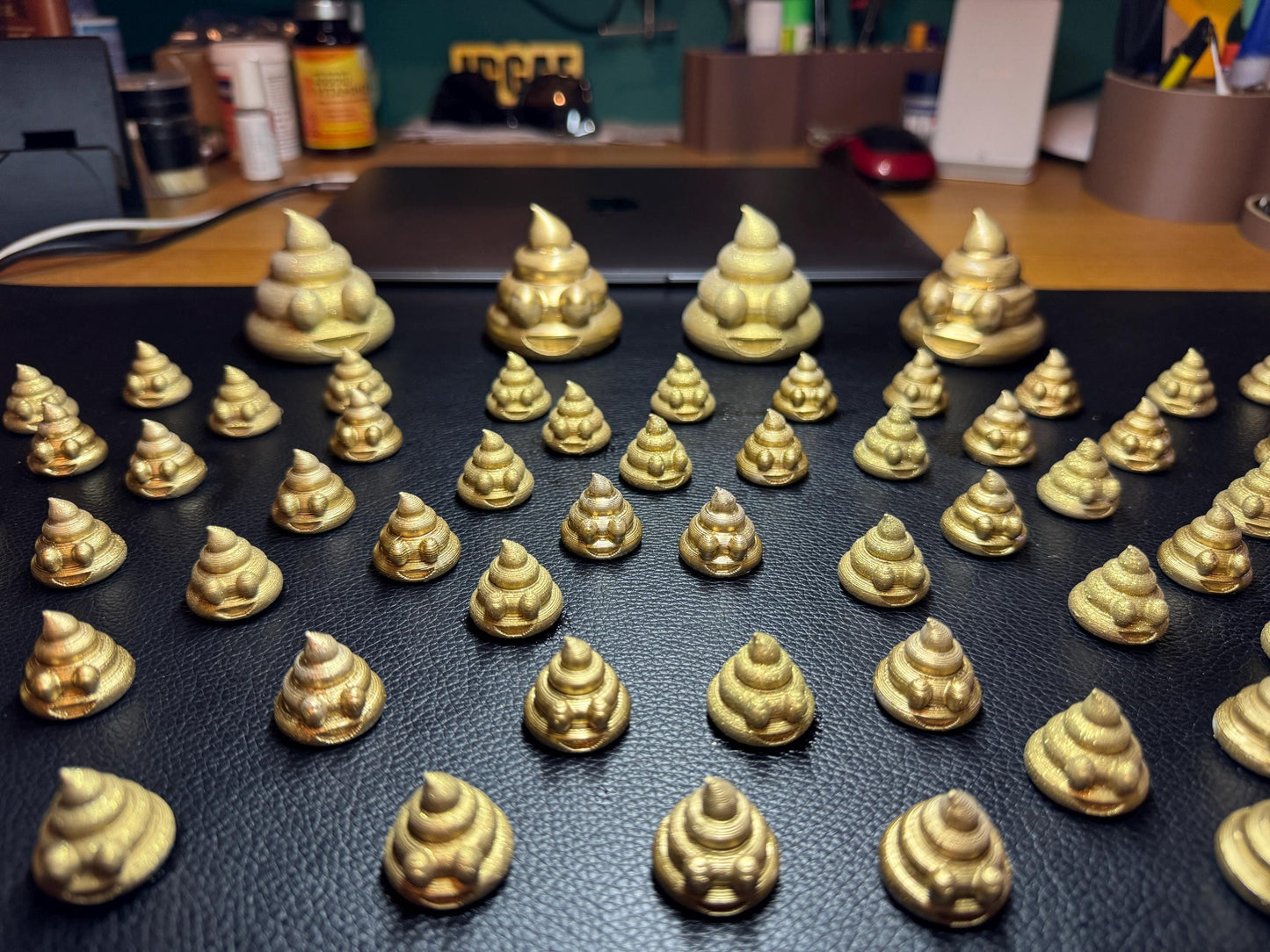 Gold Glitter Poop Emoji 3D Print | Eco-Friendly Desk or Toilet Decor | Upcycled Gift Reducing Plastic Waste