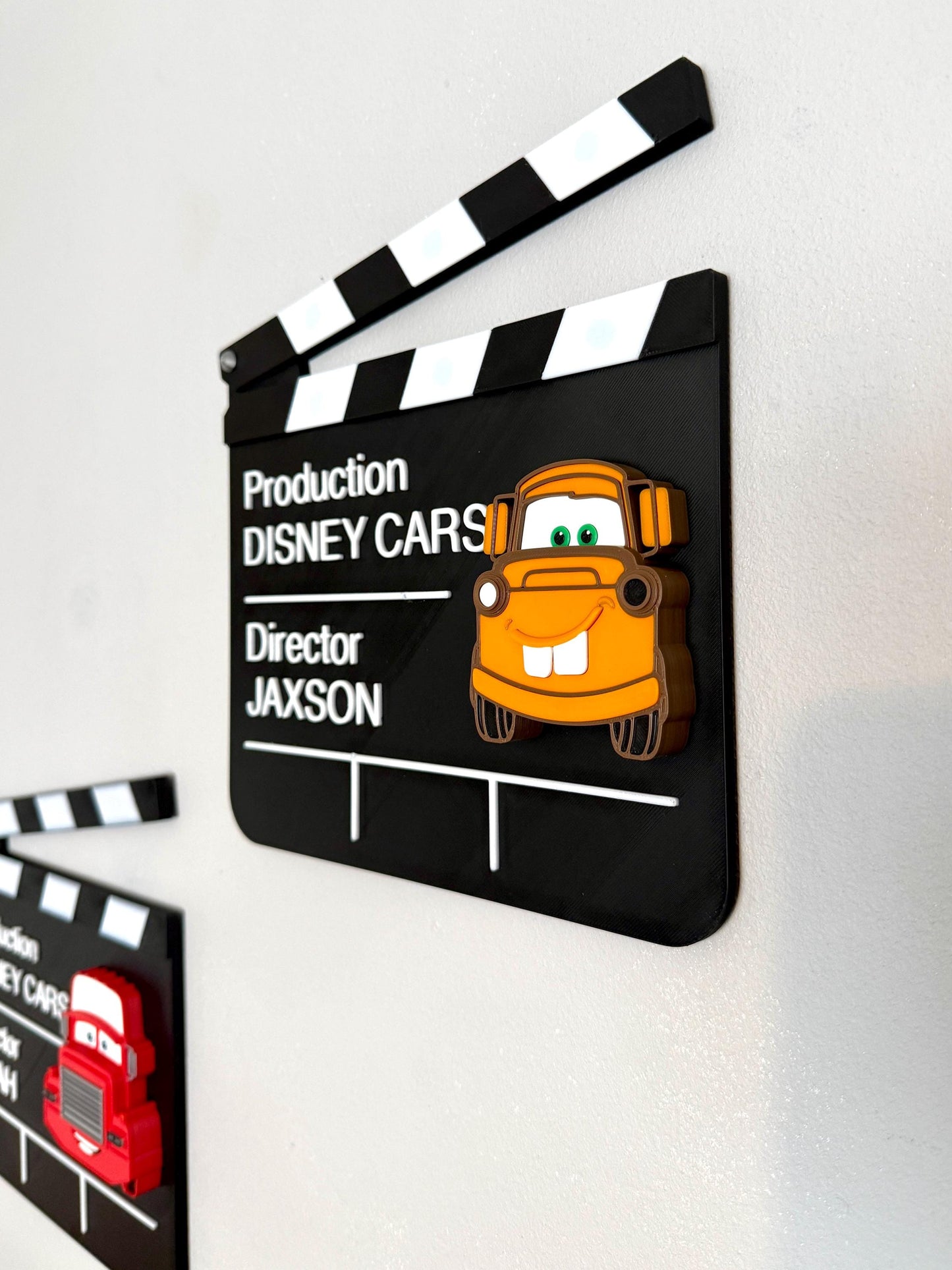 Car Clapper Board Movie Decoration with Choice of Character | Wall Sign or Decoration | Kids Bedroom Decor
