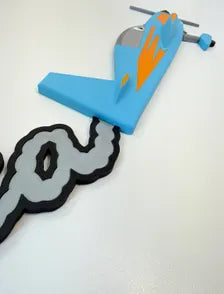 Personalised Plane Wall Sign | Name in Smoke Trail | Bedroom Decor