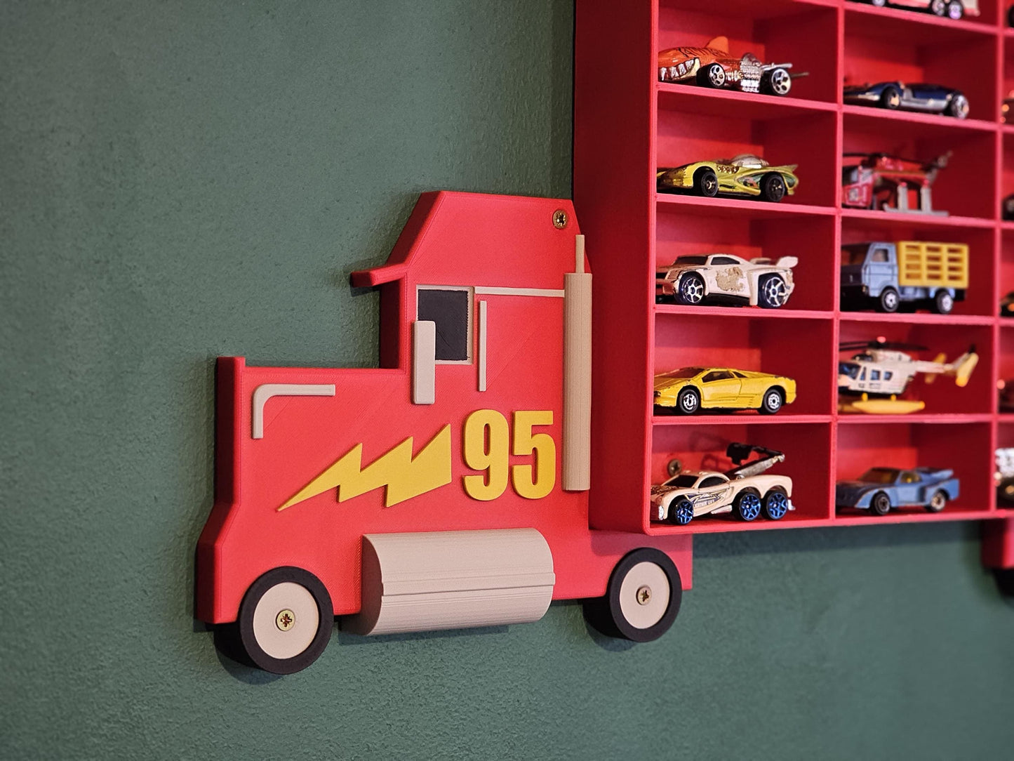 Toy Car Display - Holds 36-144 Cars | Truck Shaped Wall Mounted Car Storage/Holder Shelf | Choice of Colours