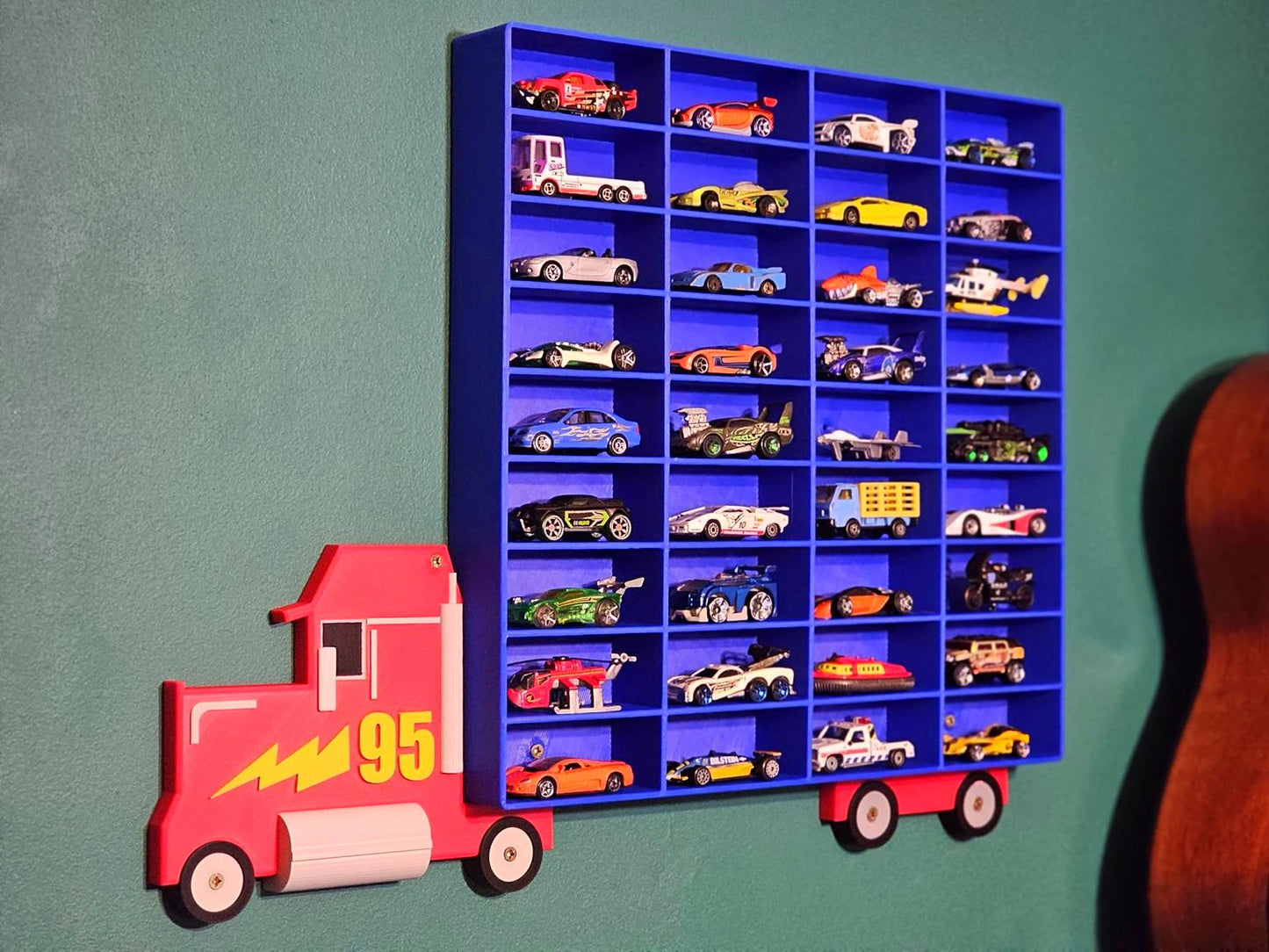 Toy Car Display - Holds 36-144 Cars | Truck Shaped Wall Mounted Car Storage/Holder Shelf | Choice of Colours