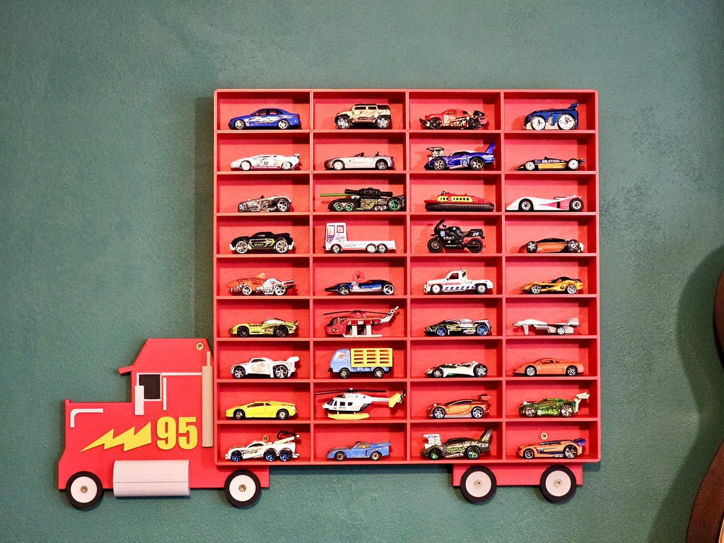 Toy Car Display - Holds 36-144 Cars | Truck Shaped Wall Mounted Car Storage/Holder Shelf | Choice of Colours