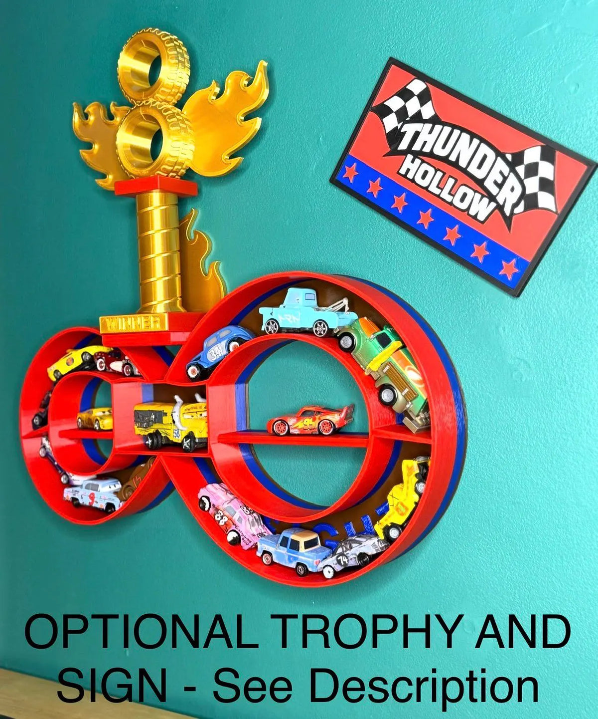 Thunder H Crazy Eight Demolition Derby Themed Shelf For Toy Cars |