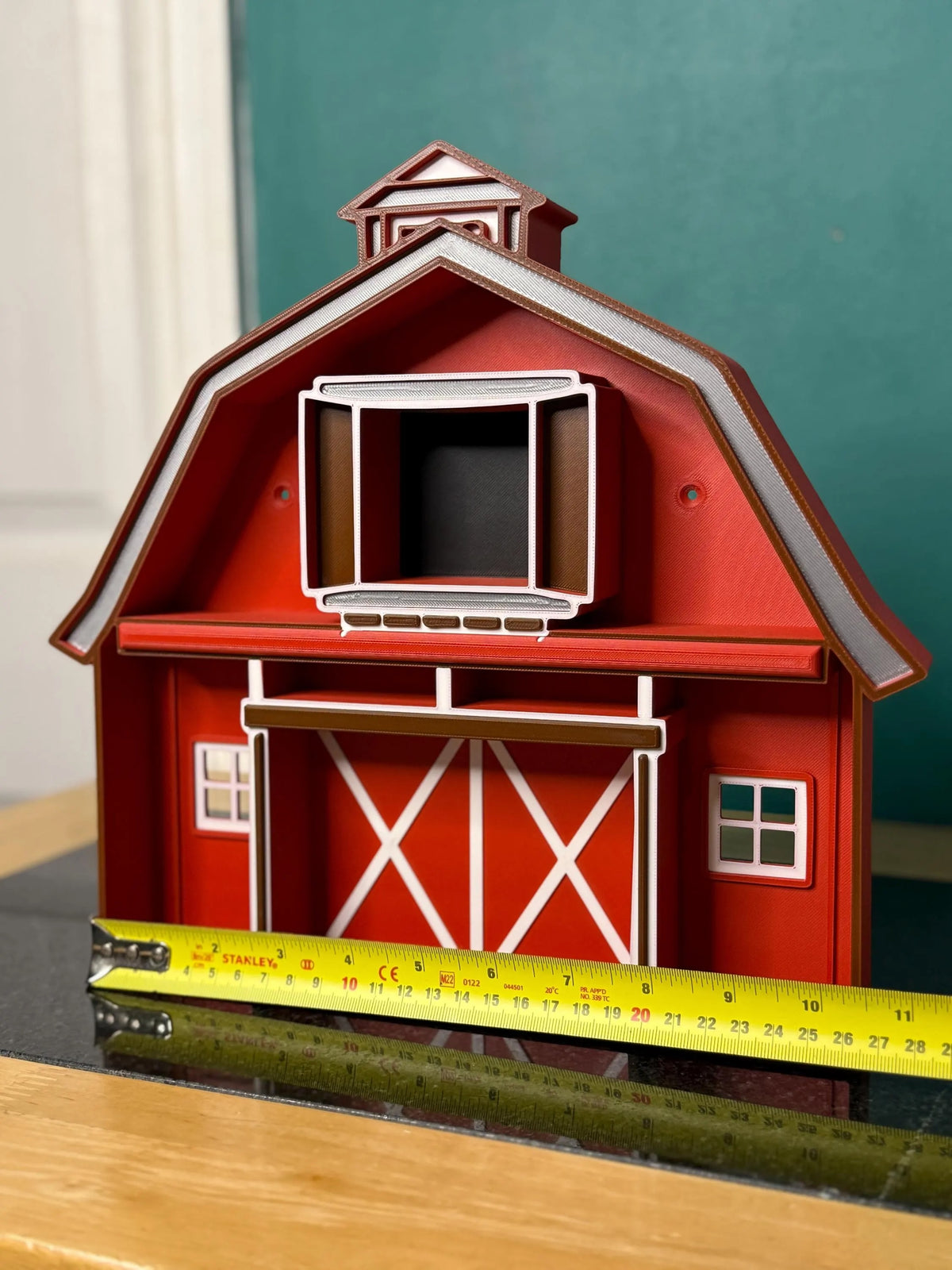 Farmyard Barn Wall Shelf, Red Rustic Mini Cubby for Kids Farm Bedroom Decor