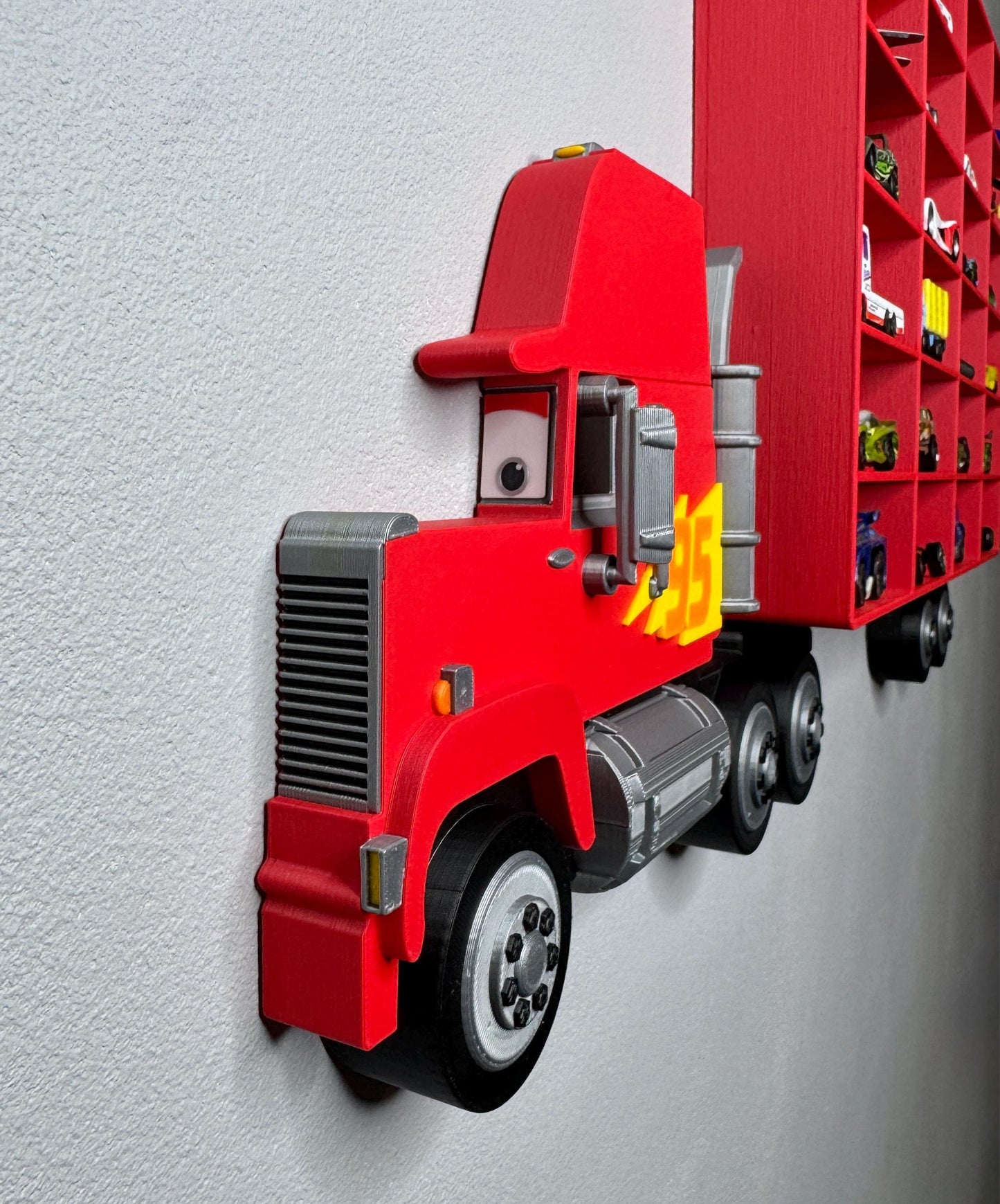 Truck Shaped Storage Shelf for Toy MINI Cars | 1 Shelf Holds Up To 105 Cars | Realistic Truck Design, Wall Mounted Toy Cars Display
