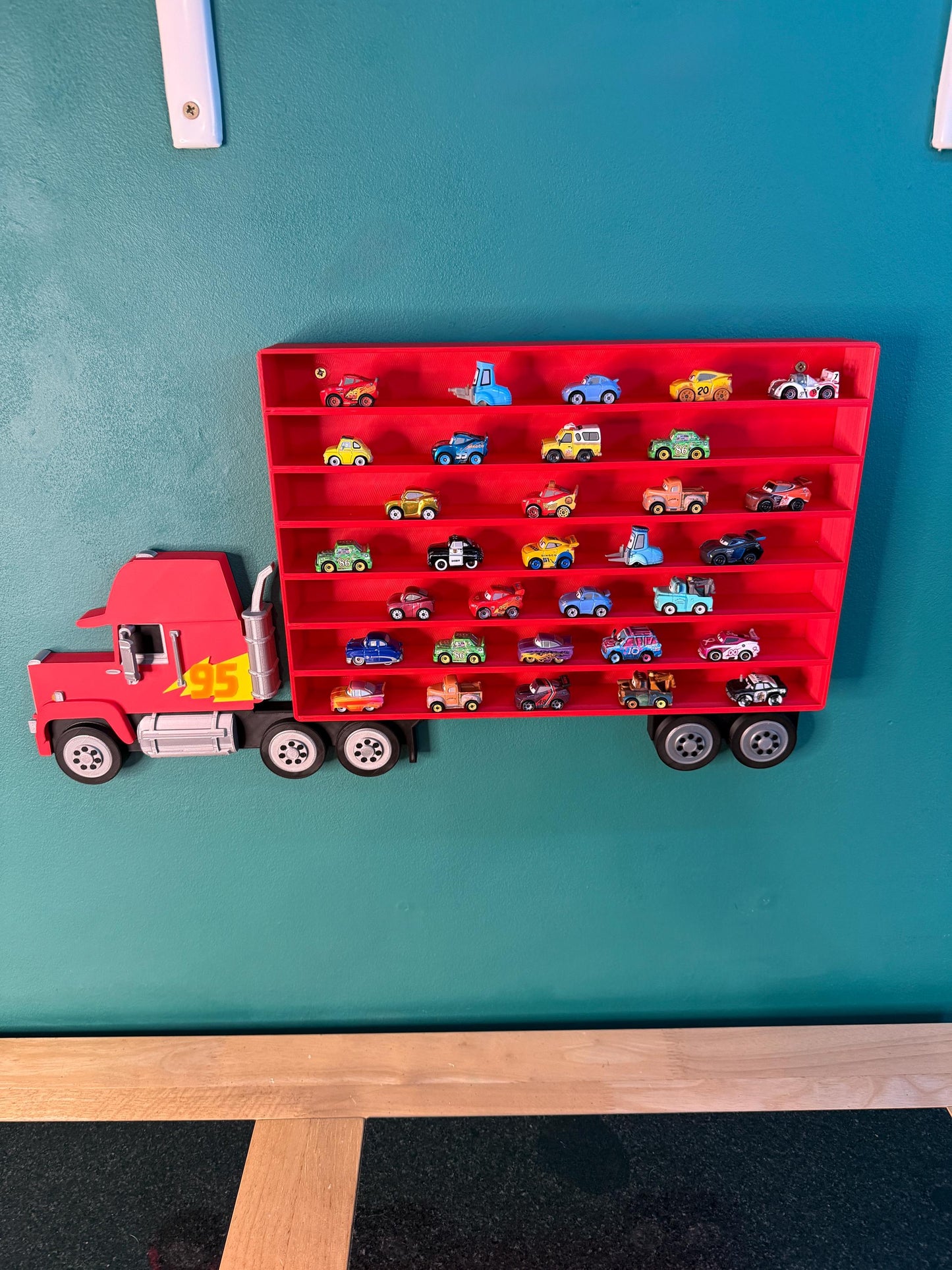 Truck Shaped Storage Shelf for Toy MINI Cars | 1 Shelf Holds Up To 105 Cars | Realistic Truck Design, Wall Mounted Toy Cars Display