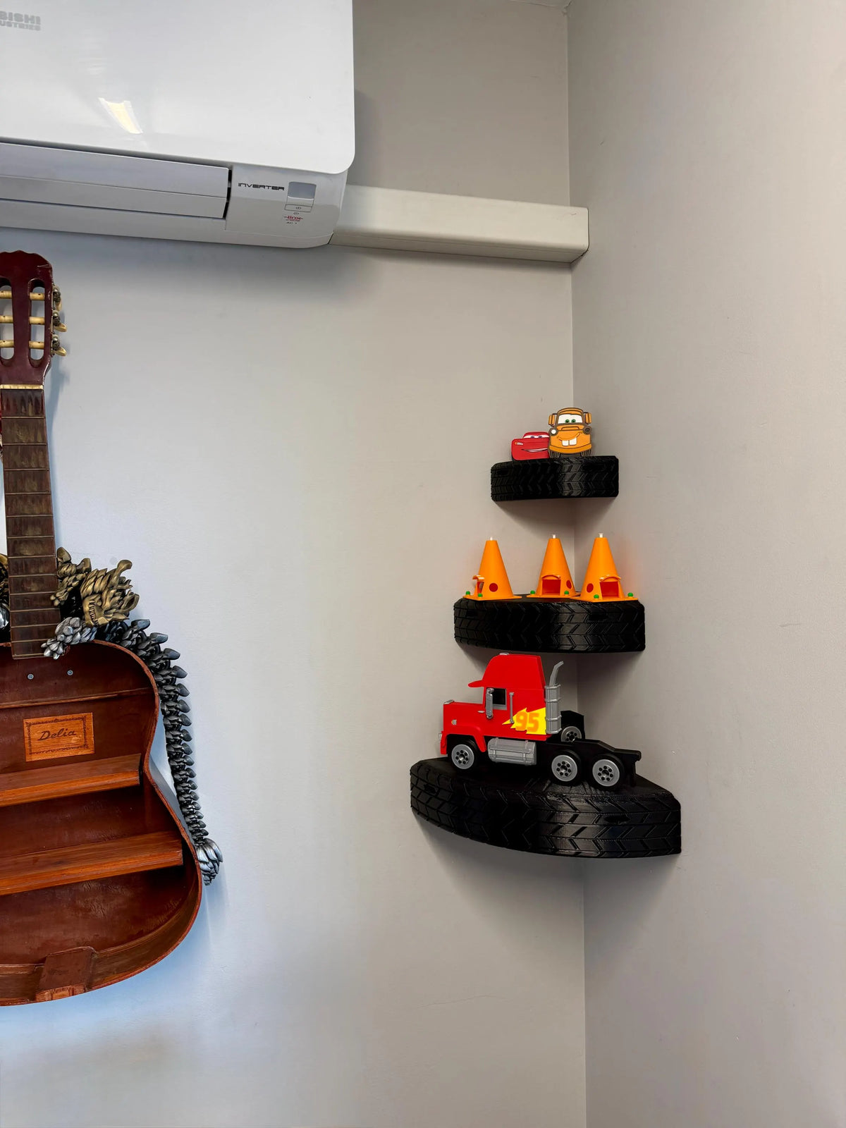 Corner Tyre Shelves | 3D Printed Cars Themed Decor | Shelf Display