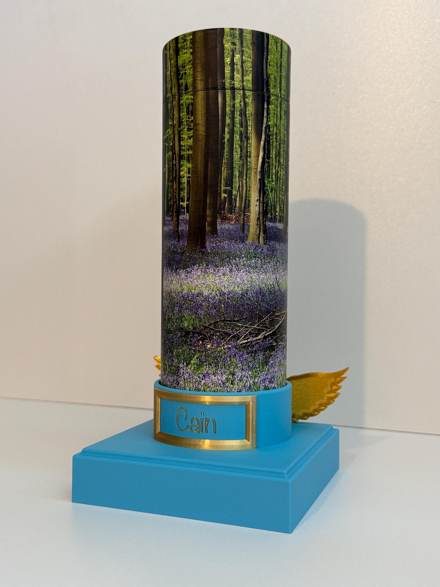 Scatter Tube Display Stand 7.5-13cm Diameter Tubes | Pet Ashes Personalised Memorial Holder with Optional Wings | Base for Keepsake Tubes