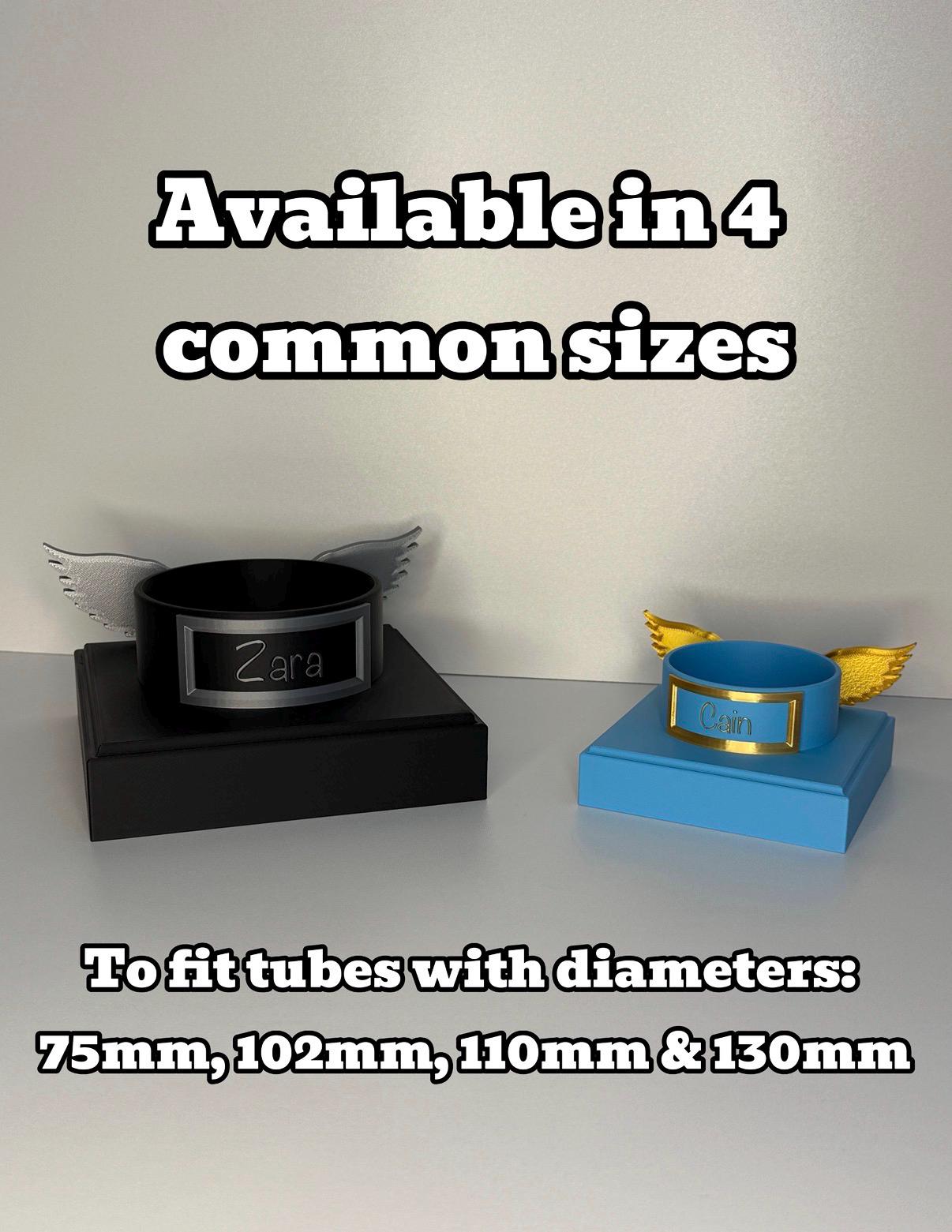 Scatter Tube Display Stand 7.5-13cm Diameter Tubes | Pet Ashes Personalised Memorial Holder with Optional Wings | Base for Keepsake Tubes