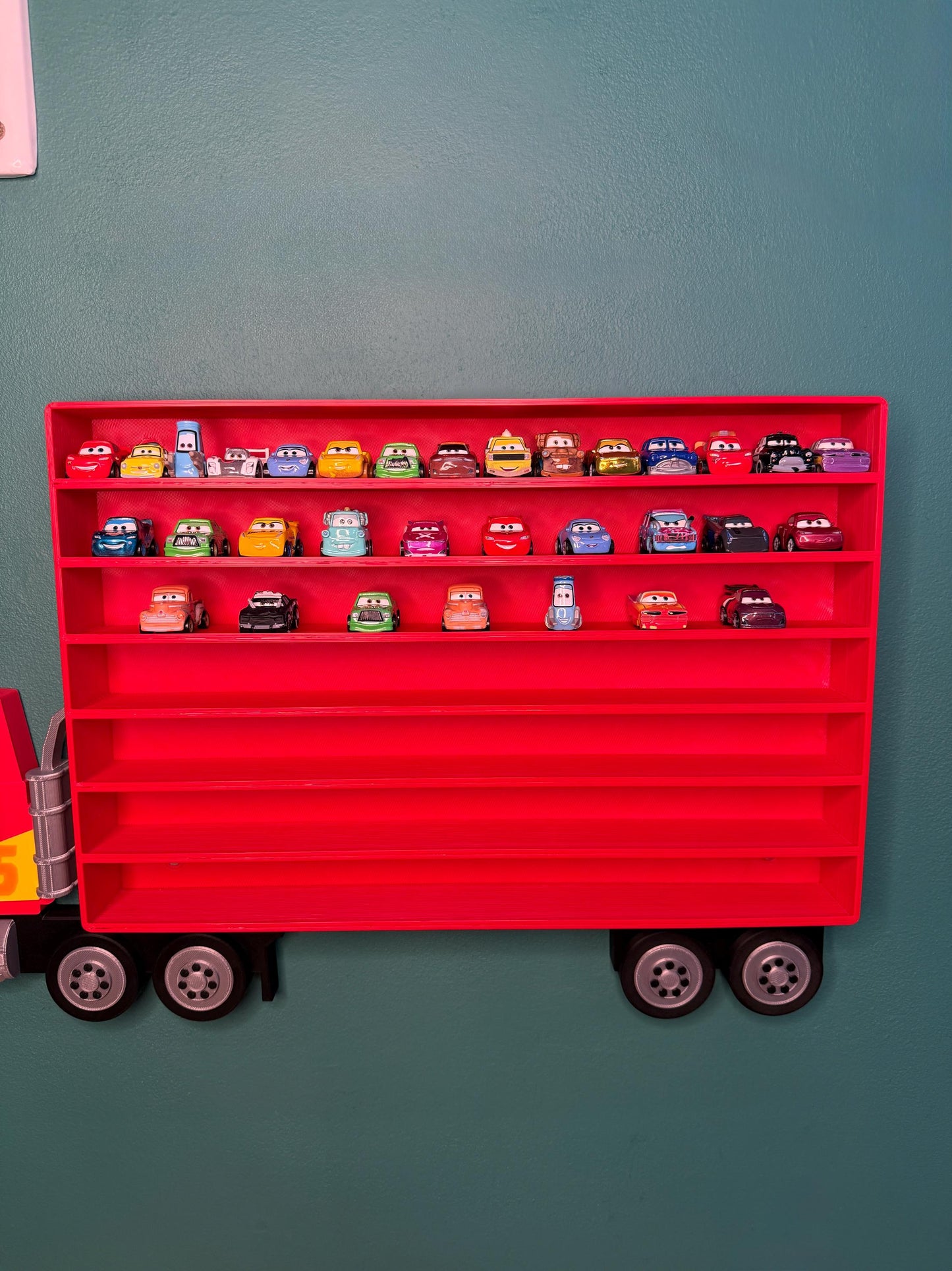 Truck Shaped Storage Shelf for Toy MINI Cars | 1 Shelf Holds Up To 105 Cars | Realistic Truck Design, Wall Mounted Toy Cars Display