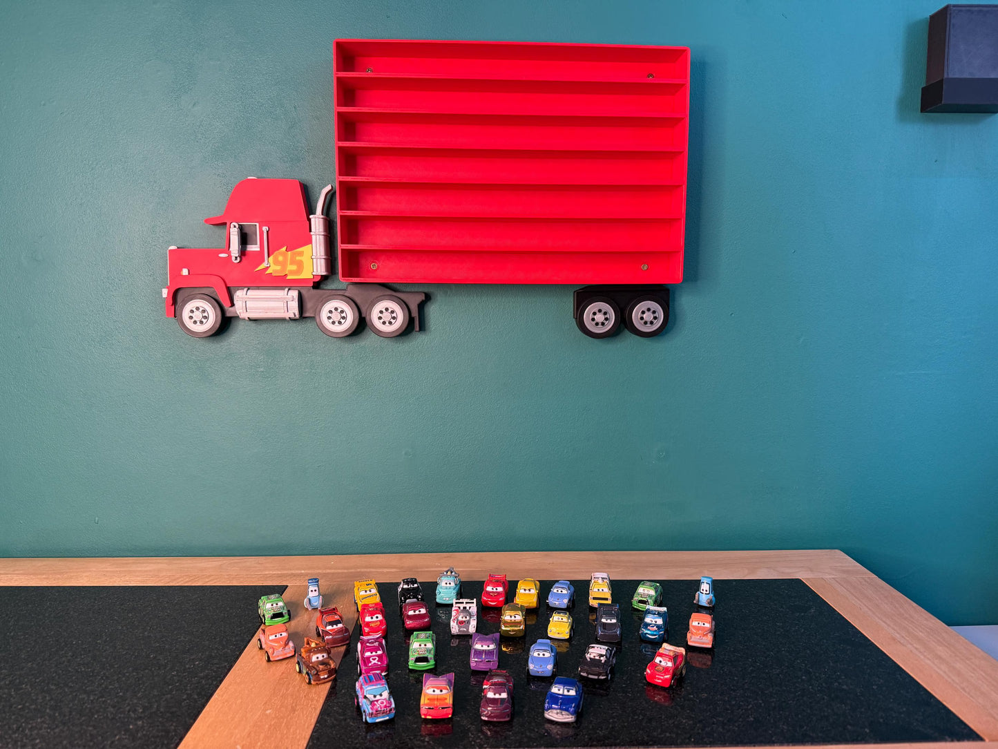 Truck Shaped Storage Shelf for Toy MINI Cars | 1 Shelf Holds Up To 105 Cars | Realistic Truck Design, Wall Mounted Toy Cars Display