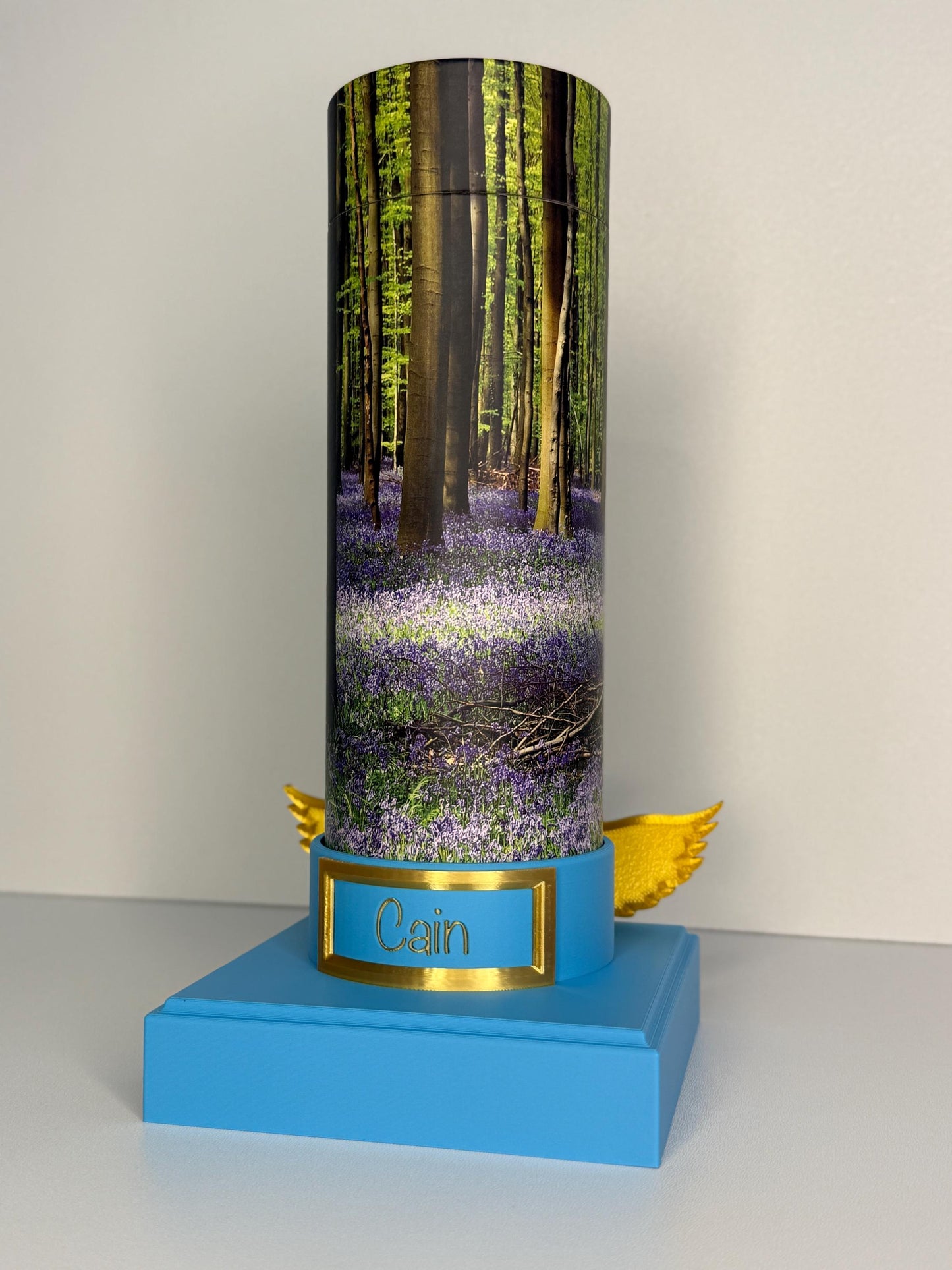 Scatter Tube Display Stand 7.5-13cm Diameter Tubes | Pet Ashes Personalised Memorial Holder with Optional Wings | Base for Keepsake Tubes