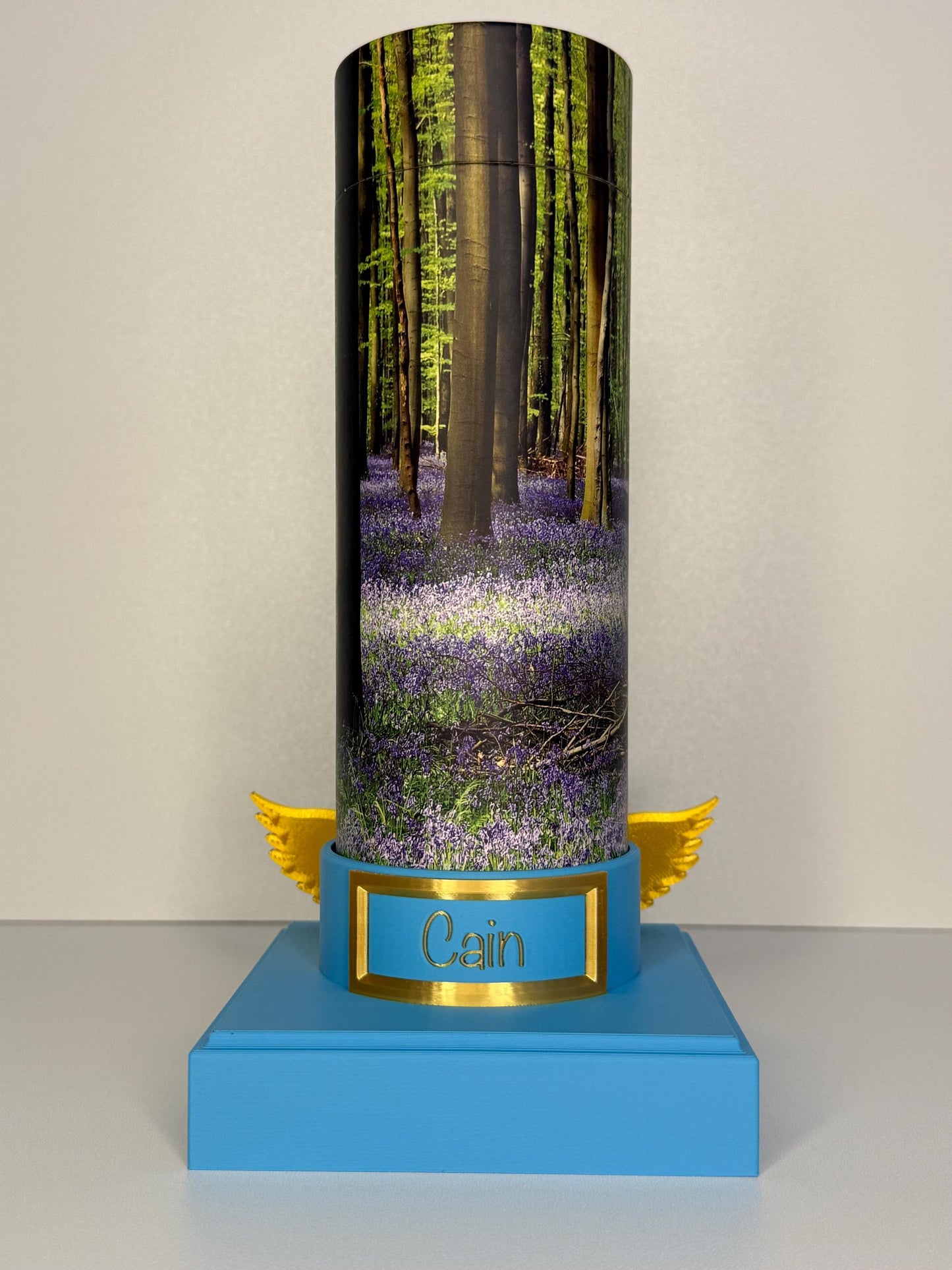Scatter Tube Display Stand 7.5-13cm Diameter Tubes | Pet Ashes Personalised Memorial Holder with Optional Wings | Base for Keepsake Tubes