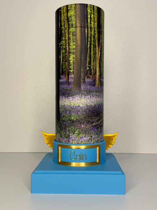 Scatter Tube Display Stand 7.5-13cm Diameter Tubes | Pet Ashes Personalised Memorial Holder with Optional Wings | Base for Keepsake Tubes