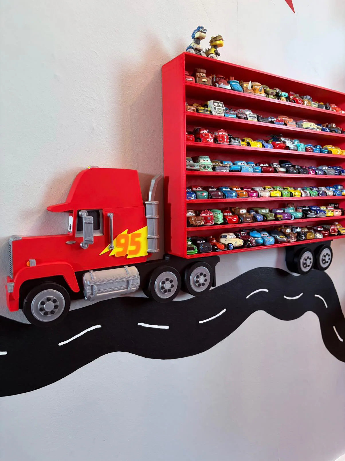 Truck Shaped Storage Shelf for Toy MINI Cars | 1 Shelf Holds Up To 105 Cars | Realistic Truck Design, Wall Mounted Toy Cars Display