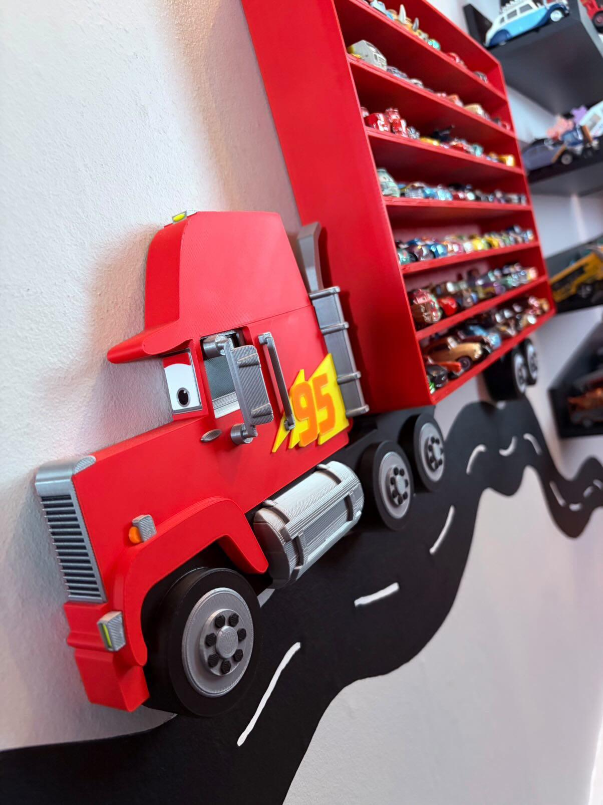 Truck Shaped Storage Shelf for Toy MINI Cars | 1 Shelf Holds Up To 105 Cars | Realistic Truck Design, Wall Mounted Toy Cars Display