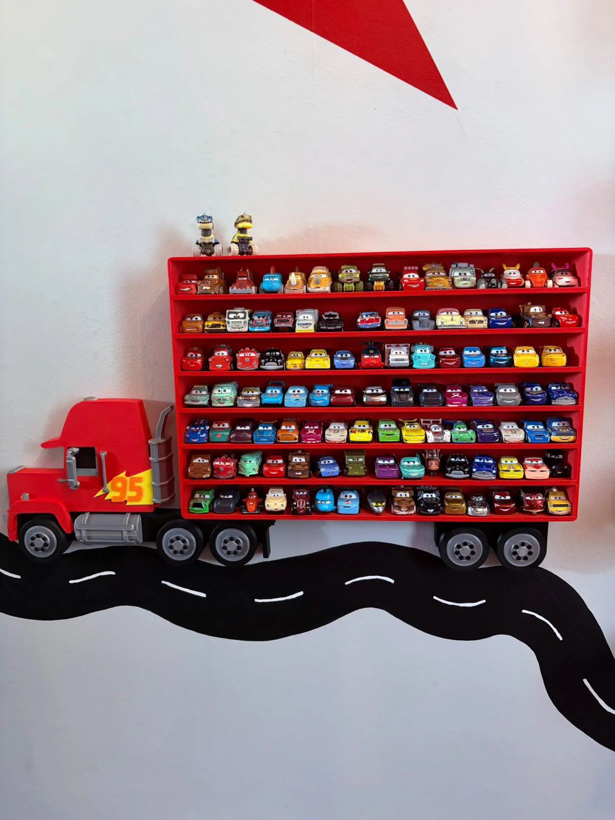 Truck Shaped Storage Shelf for Toy MINI Cars | 1 Shelf Holds Up To 105 Cars | Realistic Truck Design, Wall Mounted Toy Cars Display