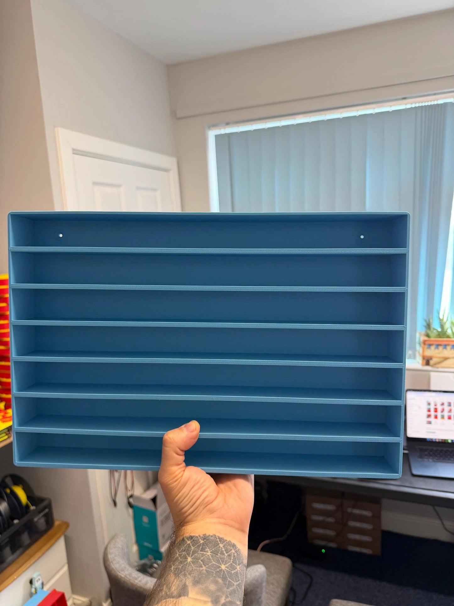 Blue Truck Shaped Storage Shelf for Toy MINI Cars | 1 Shelf Holds Up To 105 Cars | Realistic Truck Design, Wall Mounted Toy Cars Display
