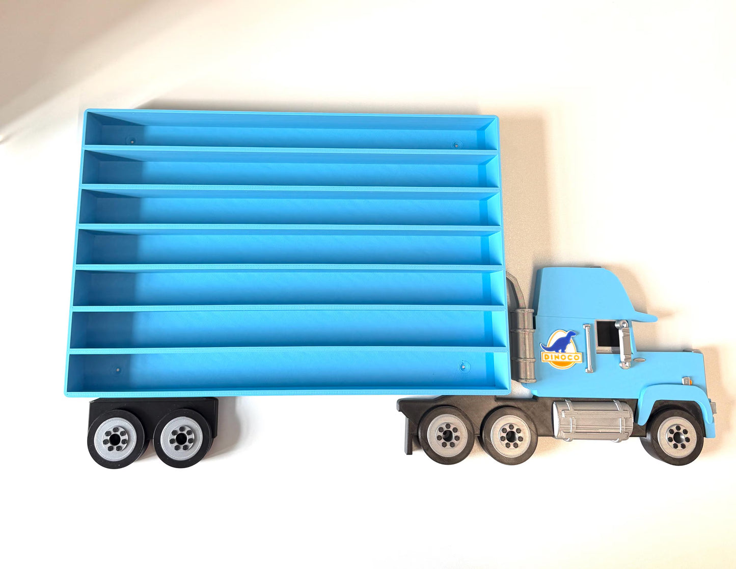 Blue Truck Shaped Storage Shelf for Toy MINI Cars | 1 Shelf Holds Up To 105 Cars | Realistic Truck Design, Wall Mounted Toy Cars Display