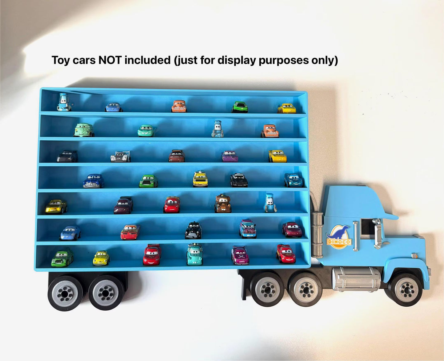 Blue Truck Shaped Storage Shelf for Toy MINI Cars | 1 Shelf Holds Up To 105 Cars | Realistic Truck Design, Wall Mounted Toy Cars Display